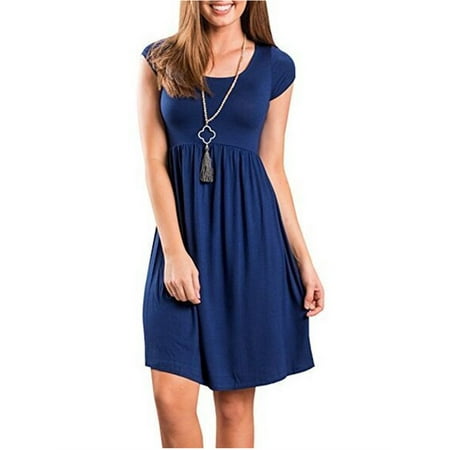 - 10 Colors Short Sleeve Solid Color Women Casual Mini Dress