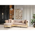 thumbnail image 3 of Pemberly Row Gold Detailed Tufted Upholstery Sectional made with Wood In Taupe, 3 of 15