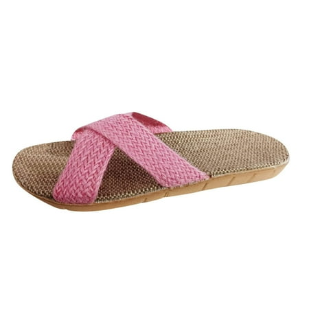 

Fesfesfes Slide Sandals For Women Fashion Women Casual Round Head Woven FlaxComfy Sandals Flat Bottom Beach Casual Shoes 8.5(41)