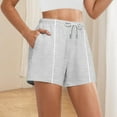 thumbnail image 7 of SAFUNY Women's Drawstring Striped Athletic Shorts Elastic Waist Pocketed Workout Bottoms Gray L, 7 of 7