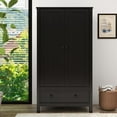 thumbnail image 3 of Panana 2 Door Wardrobe, Armoire with Drawer for Bedroom (Black), 3 of 10