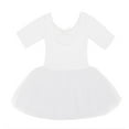 thumbnail image 6 of XUNZOO Kids Girls Short Sleeve Criss Cross Back Ballet Dance Leotard Tutu Skirt Dancewear White XL, 6 of 6