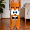 thumbnail image 5 of Boys Funny Face Graphic Print Sweatpants with Pockets Elastic Waistband Soft Stretchy Polyester Spandex Joggers Lounge Pants for Kids 4-14 Orange,Size 9 T, 5 of 9
