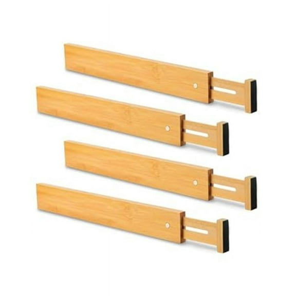 4PC 16.8-21.8 Inches Adjustable Bamboo Drawer Dividers, Expandable Kitchen Drawer Organizer for Large Utensils, Drawer Separators Organizationw