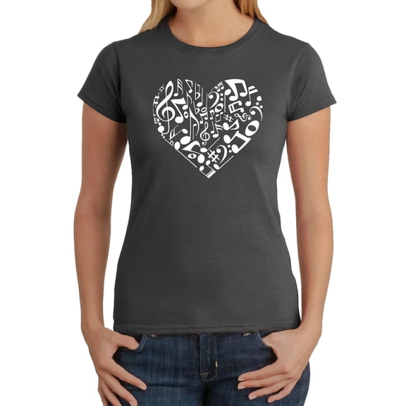 Women's Word Art T-Shirt - Heart Notes