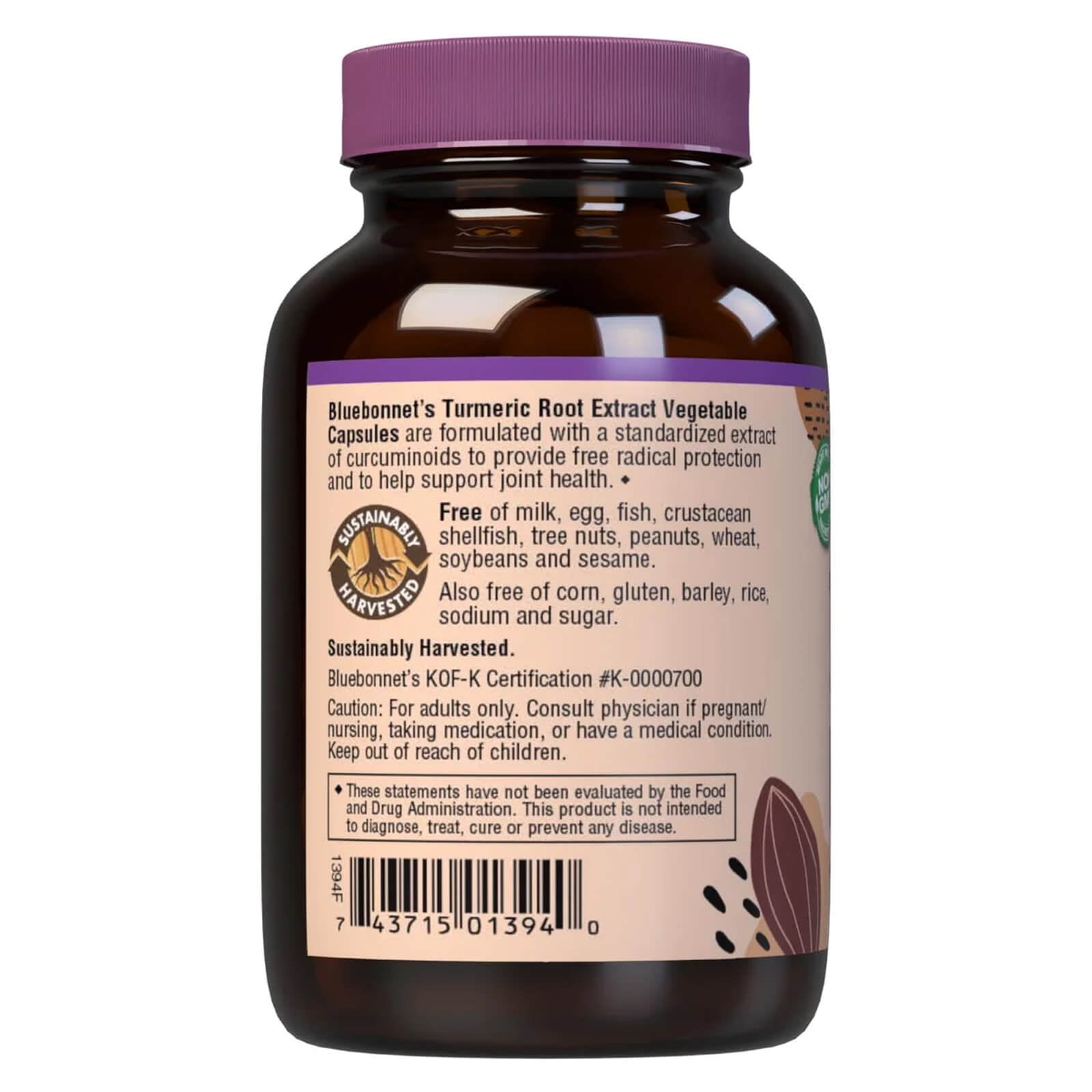 Bluebonnet Nutrition Turmeric Root Extract Supplement, 60 Count