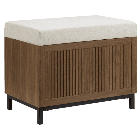 Bouclair Fabric and Wood Ottoman with Storage