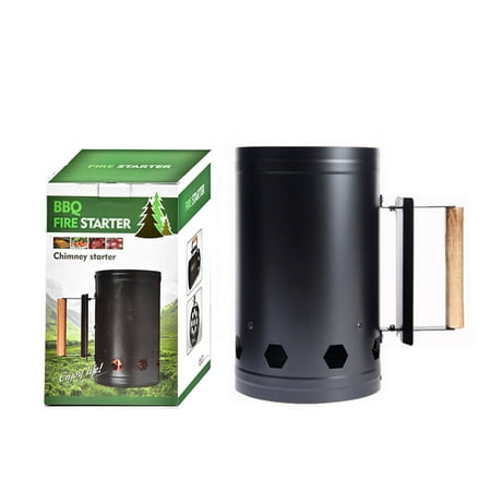 

Charcoal Chimney Starter Heat Resistant Stainless Steel Rapid Fire Starter Can for Outdoor Cooking Black