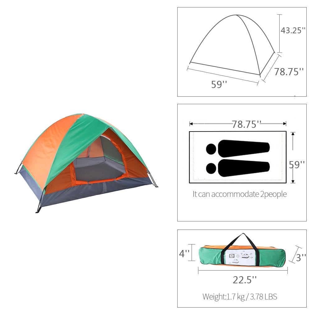 Xilee 2 Person Dome Tents for Camping,Lightweight Backpacking Tent with Footprint - Free Standing Ultralight Camping Hiking Backpack Tents Two Person Tent,Green &Orange