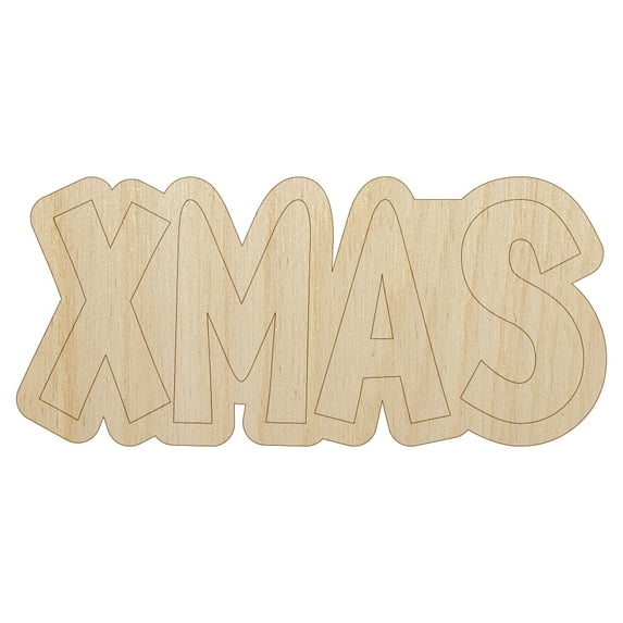 Xmas Christmas Fun Text Wood Shape Unfinished Piece Cutout Craft DIY Projects - 6.25 Inch Size - 1/8 Inch Thick