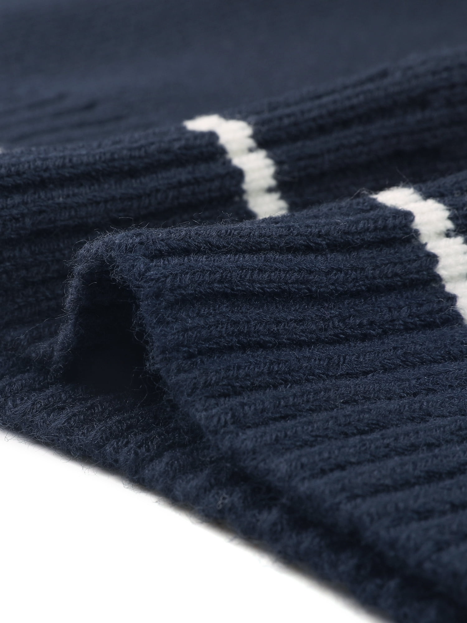 DARING DIVA Women's Plus V Neck Stripe Cable Knit Pullover Sweater Vest 1X Navy Blue