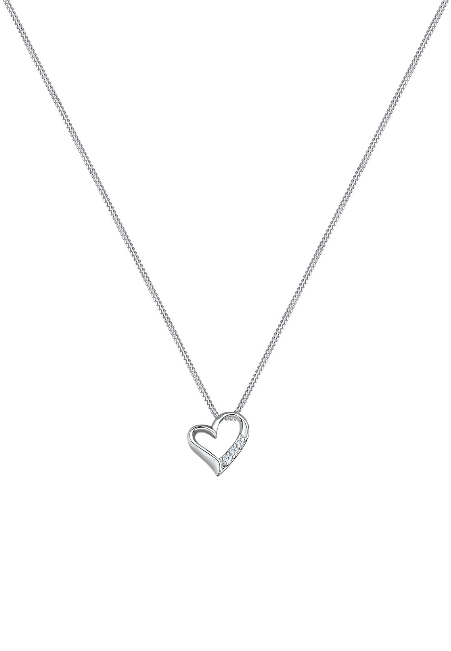 Elli by Julie & Grace Women 18" Diamond (0.04 ct.) Heart Necklace 925 Silver