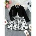 thumbnail image 5 of Mikrdoo Toddler Girls Outfits Floral Print 4 Years Baby Girls Sleeveless Dress Knitted Cardigan Coat 2Pcs Nice Apparel Clothes Set Black 4-5 Years, 5 of 9