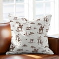 thumbnail image 2 of Western Cowboy Throw Pillow Cover Retro Brown Desert Ethnic Horse Cotton Linen Cushion Cover Throw Pillow Case with Invisible Zipper for Couch Sofa Bed Chair Car 26x26 Inch, 2 of 9