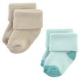 thumbnail image 3 of Hudson Baby Infant Boy Cotton Rich Newborn and Terry Socks, Navy Taupe, 0-6 Months, 3 of 6
