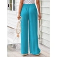 thumbnail image 5 of TEMOFON Pants for Women Wide Leg Linen Pant Palazzo Summer Casual Flowy Pants with Pocket Lightblue Drawstring Loose Comfy Soft Pants S, 5 of 10