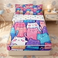 thumbnail image 2 of Erosebridal Rainbow Chubby Cartoon Cat Zipper Twin Comforter Sets with Fitted Sheet and 2 Pillowcases,Star Gradient Zipper Bedding Set,Pastel Purple Blue,4-Piece,Reversible, 2 of 6