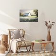 thumbnail image 3 of Farmhouse Wall Art - Teal Farmhouse Barn Pictures Wall Decor, Rustic Spring Barn Picture Wall Art, Farm Flower Field Canvas Print Framed For Room Decor Ready To Hang 12x18inches, 3 of 5