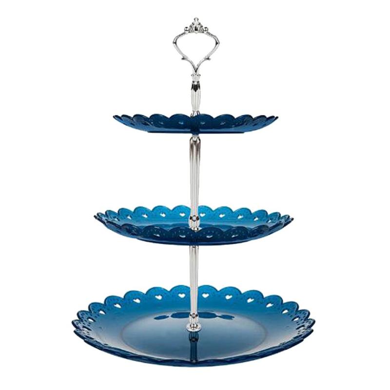 Cake Stand Made of Food Grade Plastic, Tier Muffin Stand, Cupcake Stand  for Wedding Reception, Birthday, Party Blue