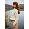 thumbnail image 4 of SAOL Aran Women's Irish Sweater 100% Merino Wool Fisherman Cable Knit Turtleneck Pullover Made in Ireland, 4 of 6