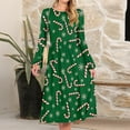 thumbnail image 2 of Women's Christmas Printed Fashionable Loose Round-Neck Dress, Holiday Print, Casual Wear, Retro Style, Comfort Fit, Everyday Dress, Festive,Green,L, 2 of 5