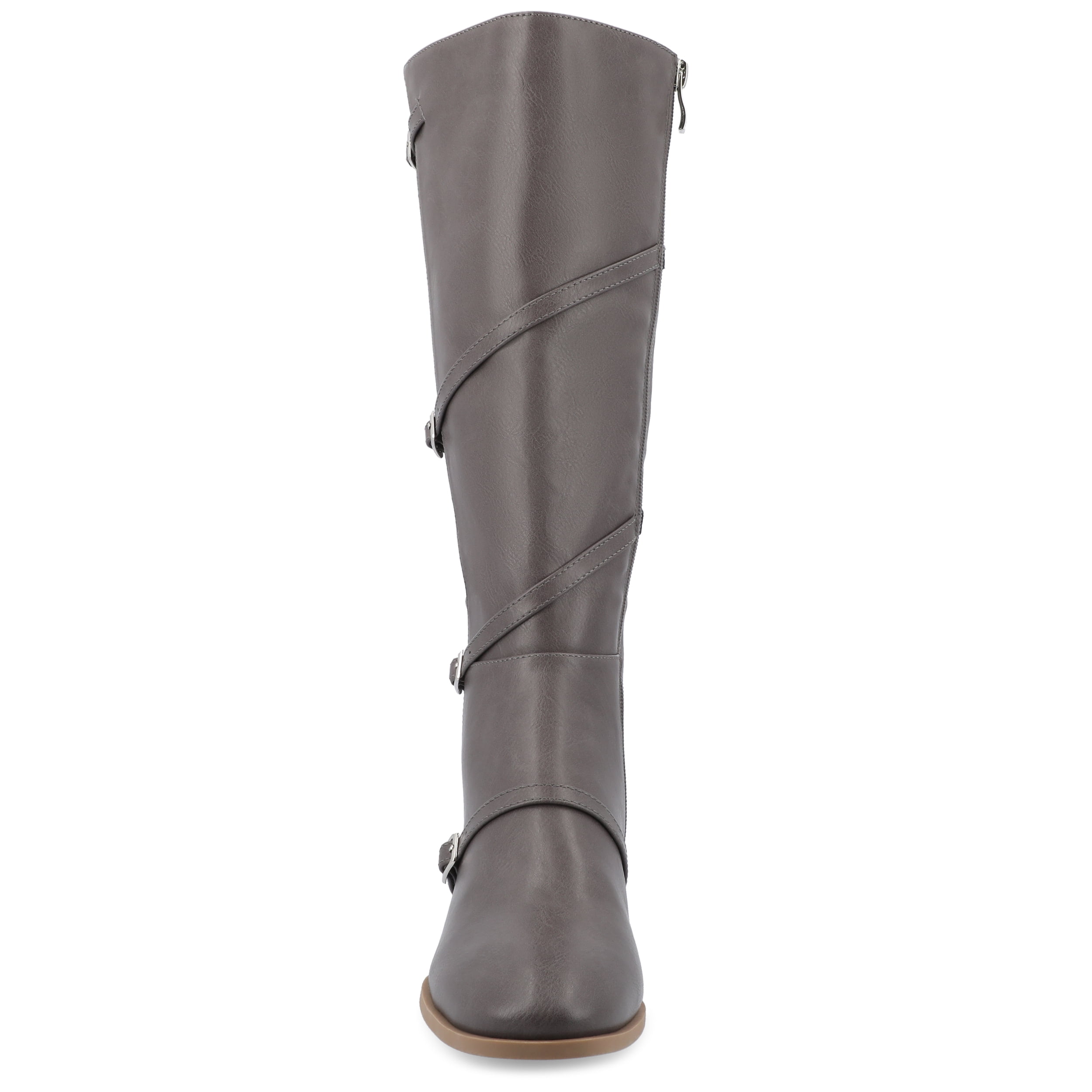 Journee Womens Elettra Stacked Block Heel Round Toe Boots