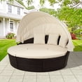 thumbnail image 2 of Outdoor Furniture Round Daybed with Retractable Canopy Height Adjustable Table Footrest Separate Seating and Removable Cushion Backyard Porch Pool Furniture, 2 of 7