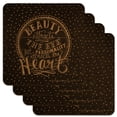 thumbnail image 1 of Beauty Attracts Eye Personality Attracts the Heart Low Profile Novelty Cork Coaster Set, 1 of 4