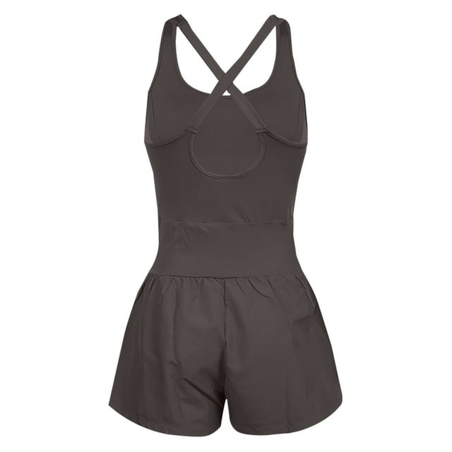 Hot Sale!BKQCNKM Rompers for Women, Athletic Romper, Short Rompers for Women, Workout Romper Workout Sets for Women, Spring Break Outfit Women, Gray L