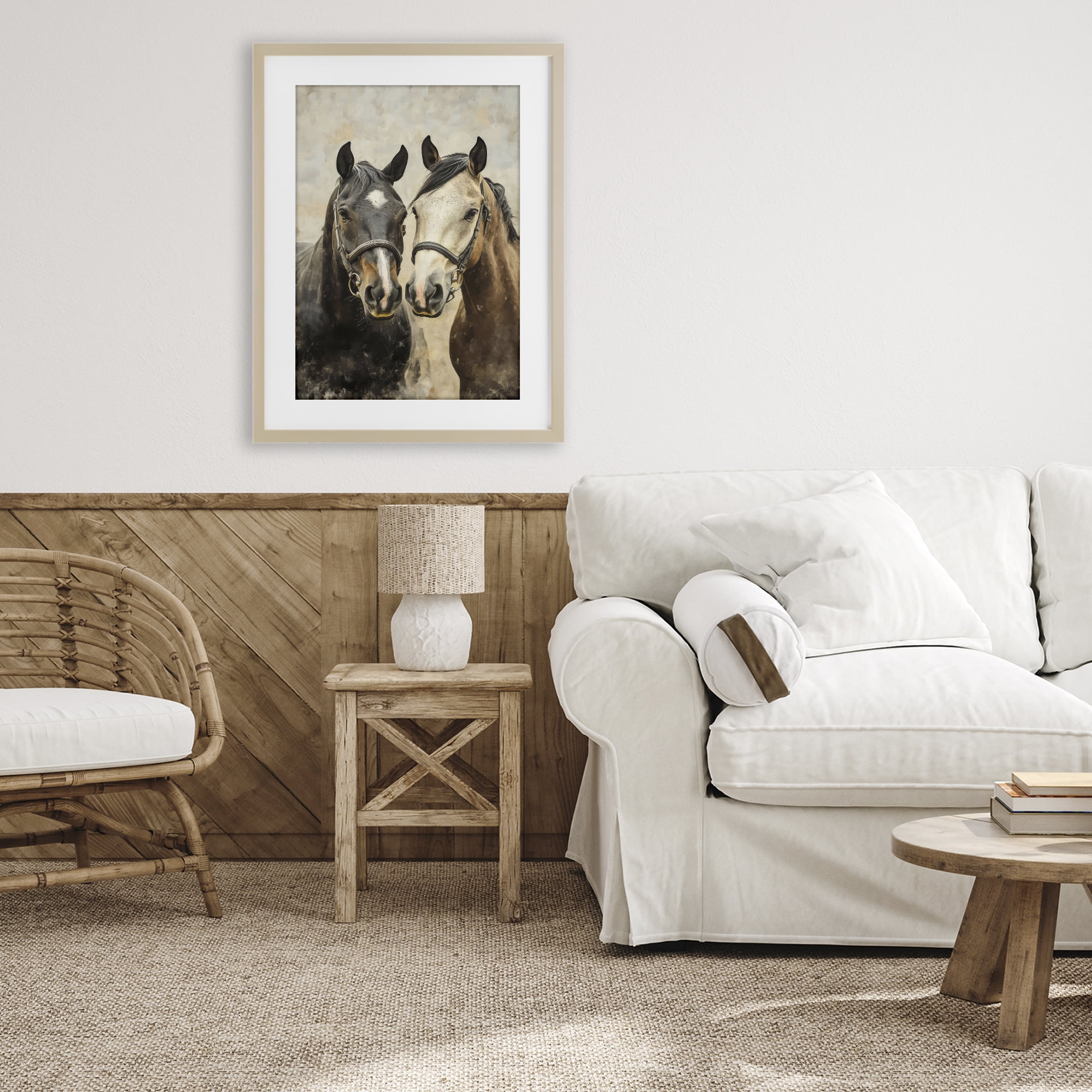 Stupell Industries Pair of Horses in Harmony Birch Framed Print Under Glass, design by Creative Studio