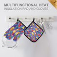 thumbnail image 4 of Yayeee Oven Mitts and Pot Holder Set of 4 Heat Resistant Kitchen Gloves Baking Hot Pad, Yellow Wavy Plaid, 4 of 5