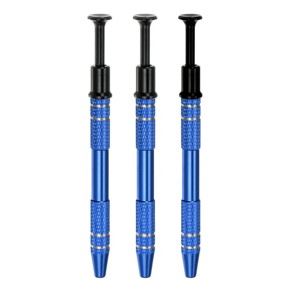 Uxcell 3Pcs 4-Claw Piercing Ball Grabber Stainless Steel Jeweler's Pick Up Tool for IC Chip Electronic Components Parts, Blue