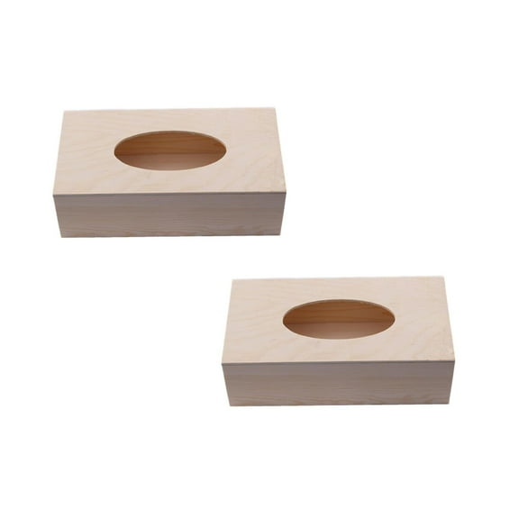 2Pcs Unfinished Wood Tissue Rectangular Handmade Tissue Boxes Tabletop Napkin Dispenser For Arts Crafts Home Decoration Home Textile Storage