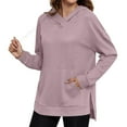 thumbnail image 3 of Walf Check Sweatshirts for Women Long Sleeves V Neck Womens Hoodies Side Pockets Pull-up Casual Sweatshirts Trendy Jackets Cozy Outfits Daily Essentials, 3 of 6