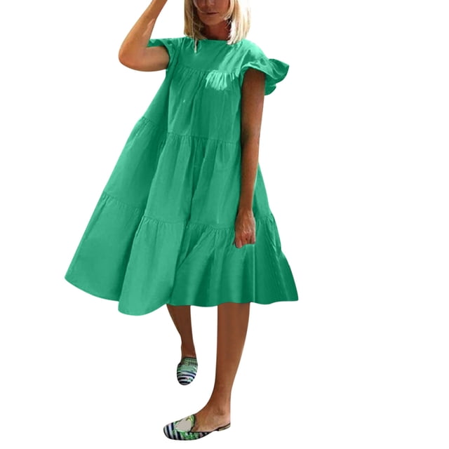 Kcodviy Robe en Tricot Uni à Manches Courtes pour Femme, Patchwork, Col en V, Décontractée, Col Montant, Robe Longue à Capuche, Robe Chandail