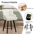 thumbnail image 6 of MultiHaven 26.2-Inch Bar Stools Set of 3,Swivel Counter Height Bar Stool with Plaid Back & Armrests,Solid Wood Legs PU Leather Kitchen Chairs for Bar,Cafe - White, 6 of 10