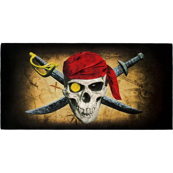 Beachland Pirate Skull Beach Towel 30 x 60 inch 100% Cotton