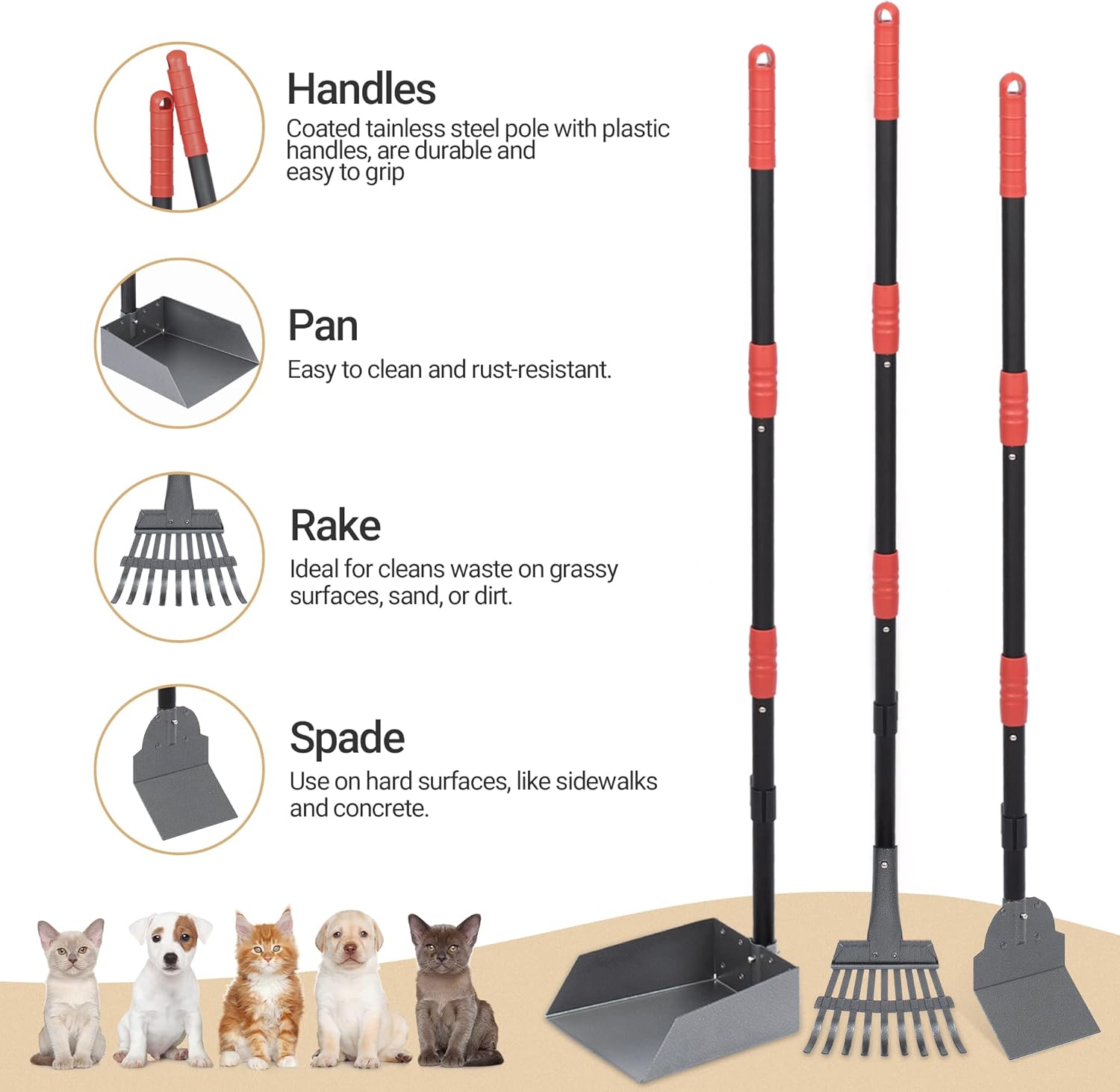 Keypoter Dog Pooper Scooper Set with Stainless Steel Handle photo 2