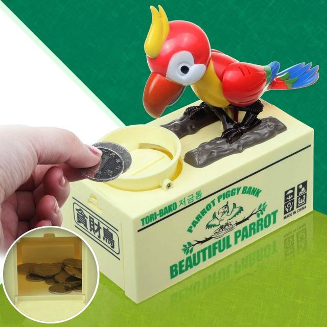 Alcancía BuyWeek loro robótico