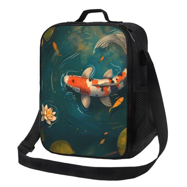 Disketp Koi Pond Lilies Bolsa Térmica Estampada para Almuerzo, Lonchera para Hombres y Mujeres Adultos