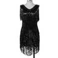 thumbnail image 6 of Raenseen Women's Flapper Dresses Fringed 1920s Sequins Formal Swing Cocktail Party Dress Black XL, 6 of 9