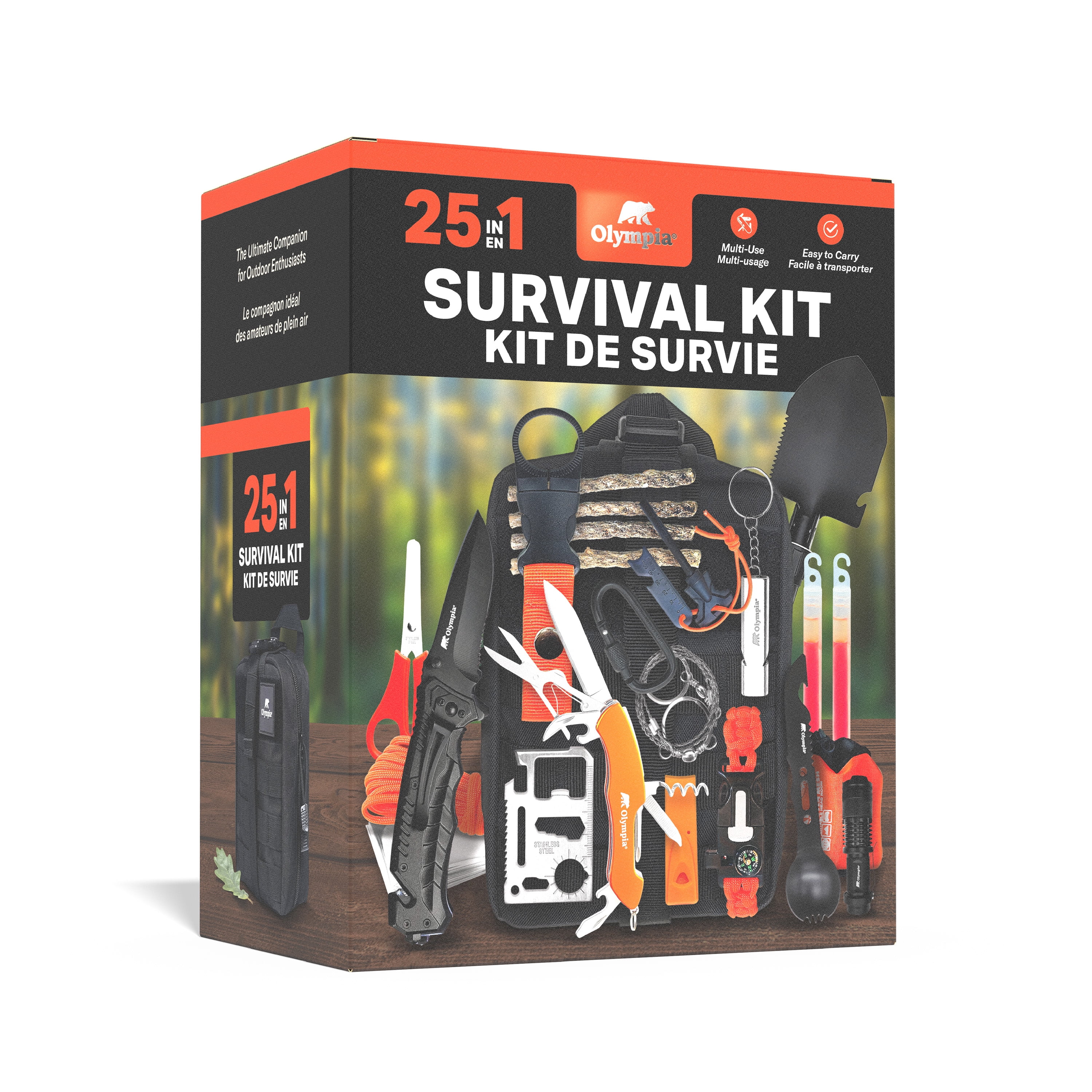 Survival of the Fittest 3枚セット Olympia Survival Kit, 21 Piece. Includes Nylon Bag, Knife, Shovel