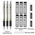 thumbnail image 6 of Four Candies Metal Mechanical Pencil Set - 3PCS 0.7mm Art Mechanical Pencils & 360PCS HB Lead Refills & 3PCS Erasers & 9PCS Eraser Refills, Drawing Mechanical Pencils for Writing, Sketching-With Case, 6 of 8