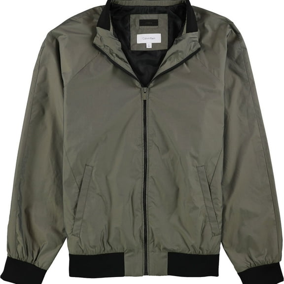 Calvin Klein Mens Solid Bomber Jacket, Green, X-Large