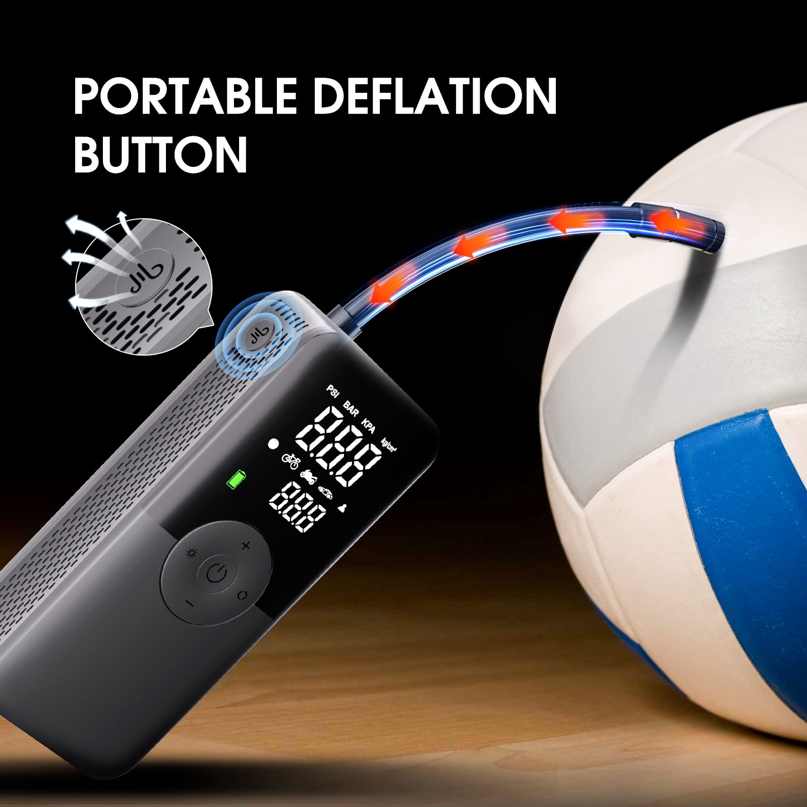 CARSUN Cordless Tire Inflator Portable Air Compressor,5200mAH Portable Air Pump with Digital Dual Screen,Suitable for Car,Motorcycles,Bicycles