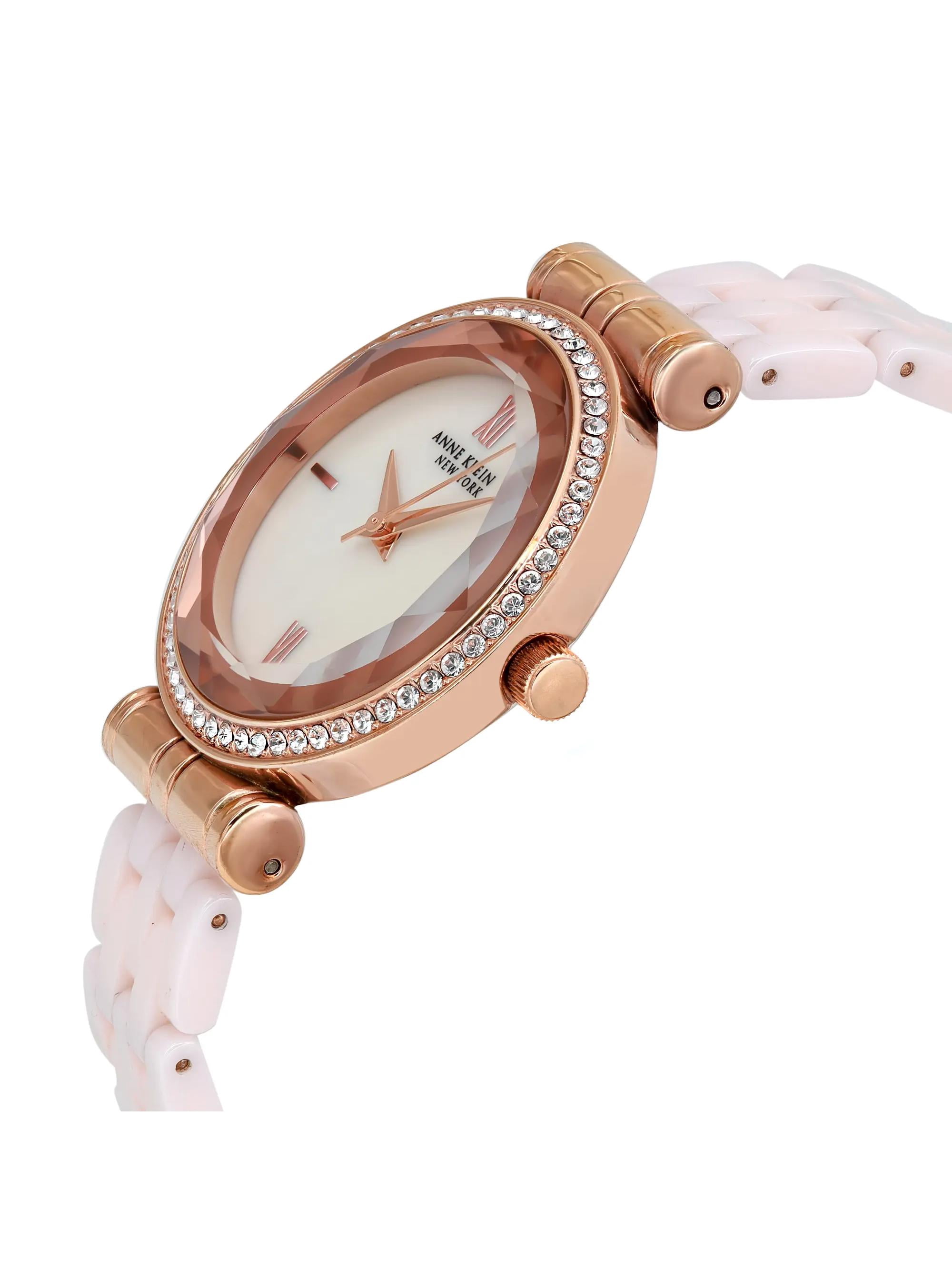 Pre-Owned Anne Klein Rose Gold-Tone Ceramic Watch & Bangle 