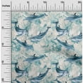 thumbnail image 2 of oneOone Cotton Jersey Dusty Teal Green Fabric Whale Sewing Material Print Fabric By The Yard 58 Inch Wide, 2 of 6
