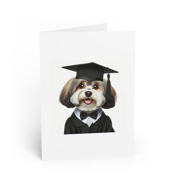 DistinctInk Greeting Card / Note Card - Havanese Graduation - PACK of 5