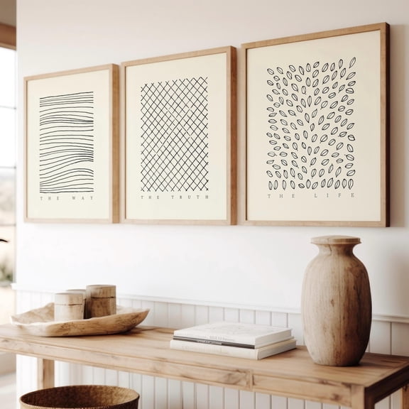 UNFFRAMED The Way The Truth The Life, Poster, Homely Bible Art Set, Christian Artful Poster, Faith Wall, Minimalist Christian Art Jesus Set 3 Prints 8x12