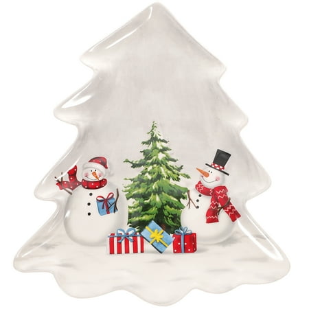

NUOLUX 1PC Nordic Countryside Christmas Themed Christmas Tree Shaped Design Plate